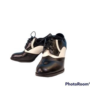 𝅺odema Black & White Classic Wingtip Brogue Oxford Sz 43 [ US 9.5]